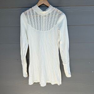 FREE PEOPLE Elegant White Lace Detail Dress